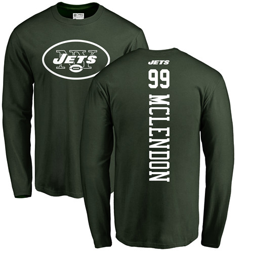 New York Jets Men Green Steve McLendon Backer NFL Football #99 Long Sleeve T Shirt